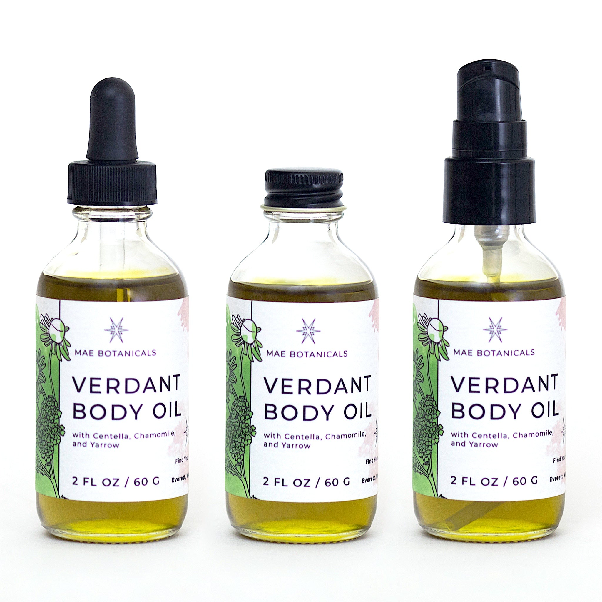 Verdant Body Oil - dropper top, screw top, pump top